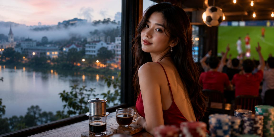 Người hâm mộ bóng đá tại Đà Lạt ngồi trong quán cà phê xem tỷ lệ kèo trên điện thoại buổi tối